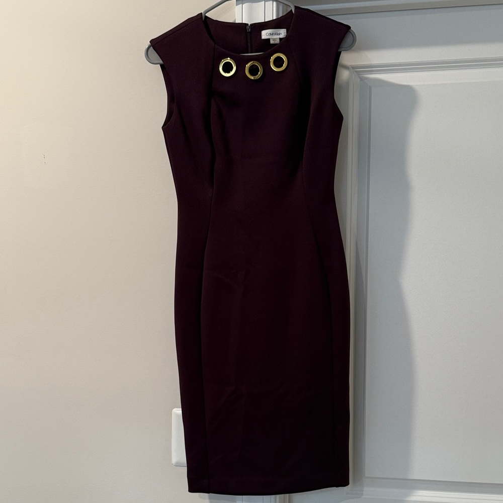 Calvin Klein Purple Dress with Gold Details
